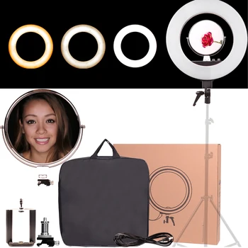 

Black 18" inch 3000-5600K Dimmable Photo/Video LED Ring Light for Home YouTube Media Film Studio Setup Makeup living