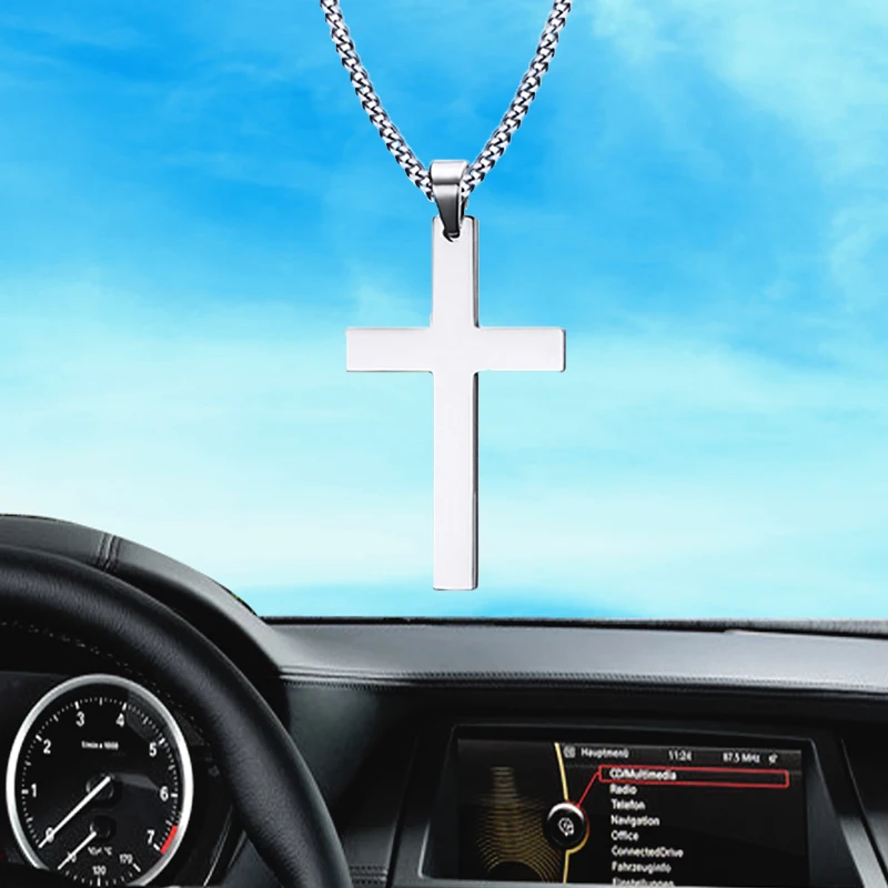 

Exquisite Car Pendant Alloy Material Fashion Jesus Cross 3 Colors Rear View Mirror Decoration Accessories Creative Car Ornaments