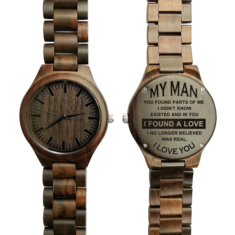 К моему человек гравировкой сандалового дерева часы персонализированные деревянные часы пользовательские Цитата персонализированные часы мужские деревянные часы Подарки для него - Цвет: Z1704