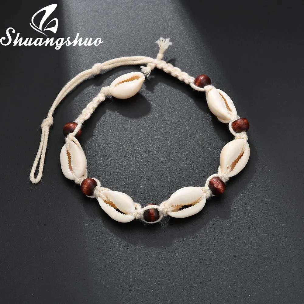 

Shuangshuo Trendy Sea Shells Bracelets Natural Shell Charm Bracelets For Women Jewelry Accessories Adjuestable Rope Chain Bangle