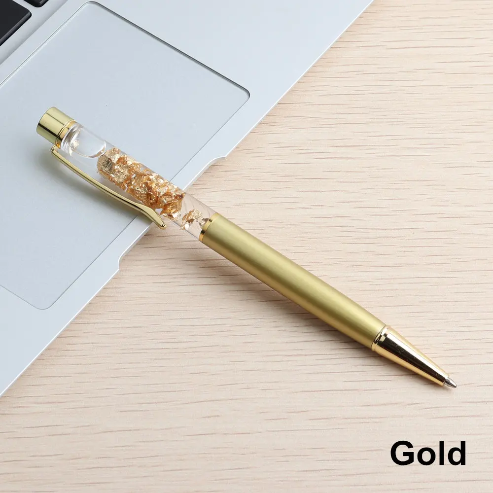 1PCS Gold GENKKY ручка Кристальные градиентные Шариковые Ручки Изысканные креативные роскошные высококачественные шариковые ручки из золотой фольги подарок студенческие принадлежности - Цвет: 1PCS Gold