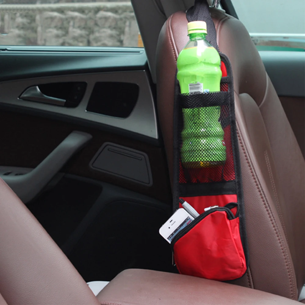 

Car Seat Storage Bag Organizer Stowing Tidying Auto Seat Side Bag Hanging Pocket Bags Drinks Container Sundries Holder