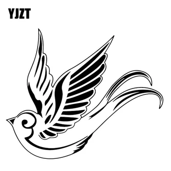

YJZT 16.9CM*14CM Swallow Creative Decoration Car Sticker Car Trunk Pattern Vinyl Decal Black/Silver C4-2047