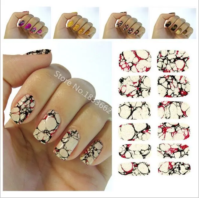 

2017 Sale Nail Sticker New Water Transfer Nail Foil Sticker Art Sexy Red Yellow Blood Marble Stone Rock Wraps Manicure Decals