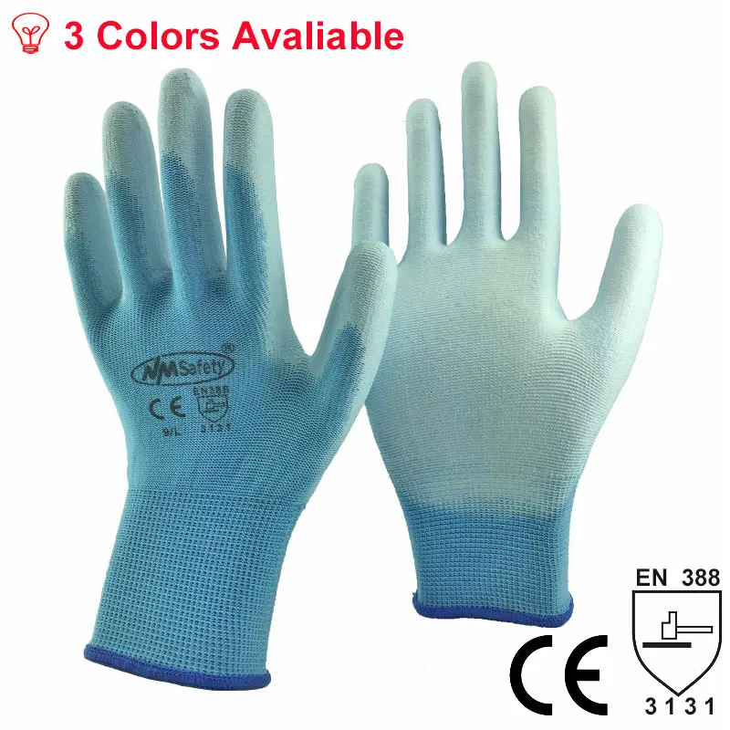 NMSafety 12 пар рабочие перчатки ПУ с пальмовым покрытием рабочие перчатки, на рабочем месте защитные принадлежности, защитные перчатки guantes trabajo