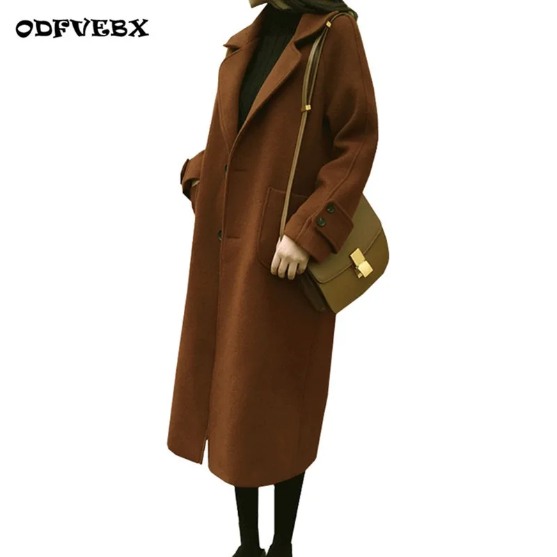 

Plus size XL-6XL winter women's wool coat tops 2018New loose long woolen outwear Single-breasted elegant warm woolen coat female