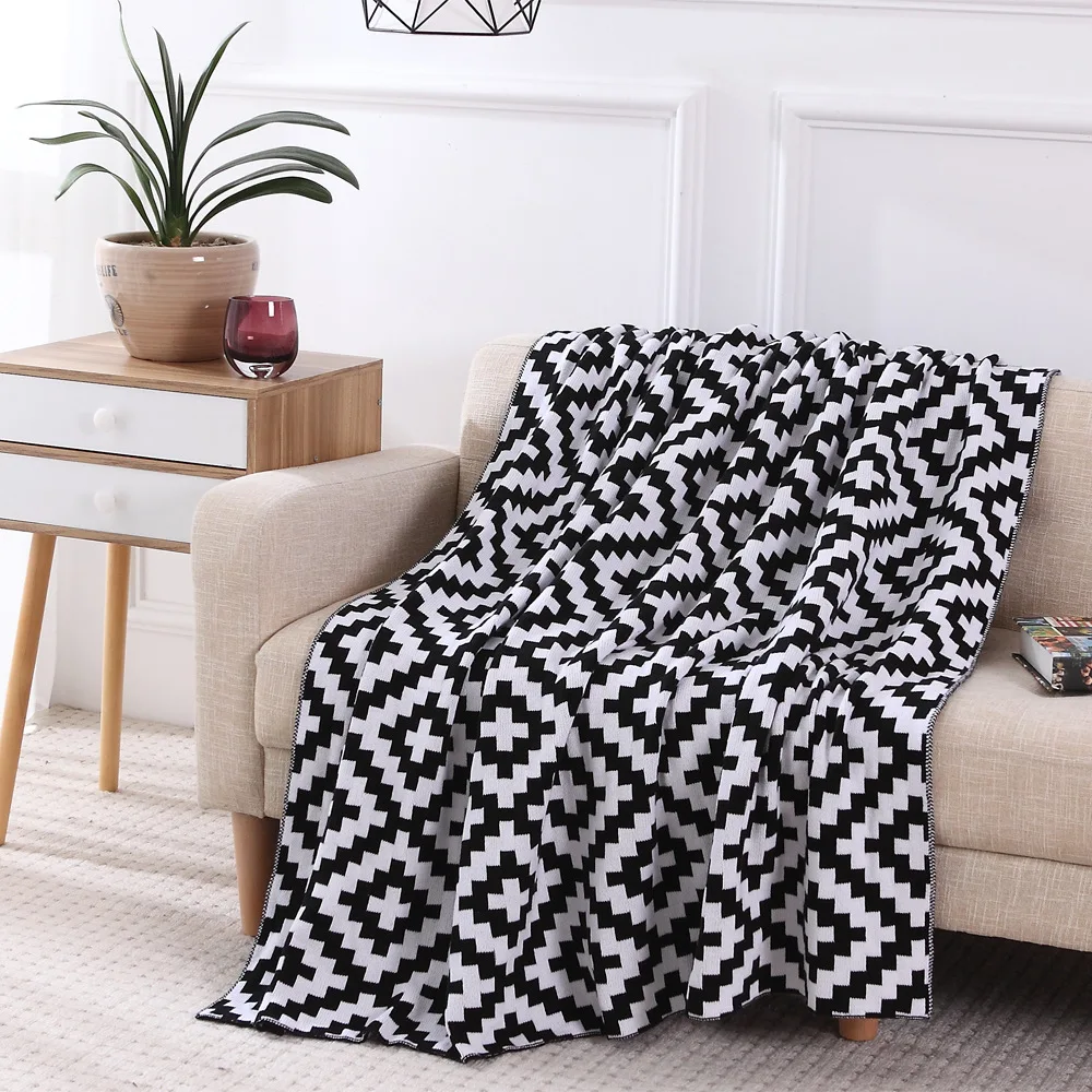 New Cross Wave Kint Plaids Throw Blankets Soft Cotton Manta Sofa/Couch