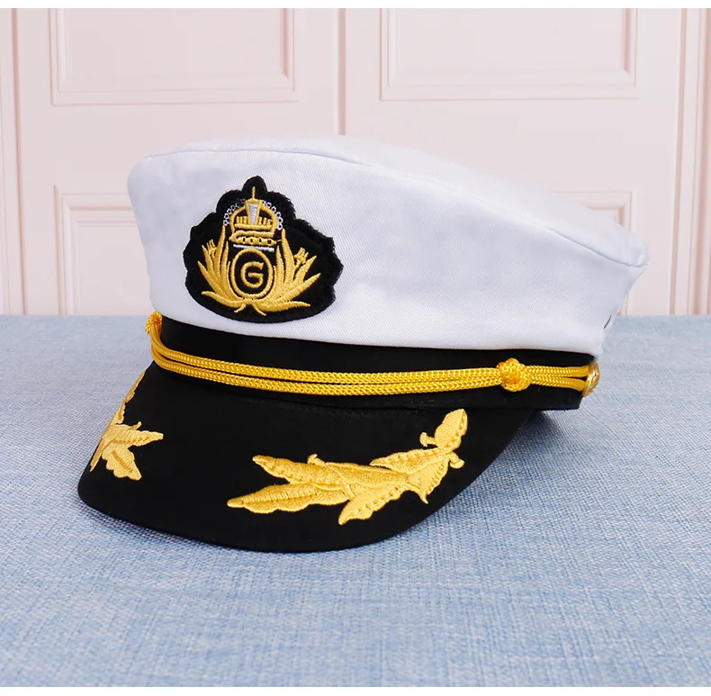 Мужской женский хлопковый моряк, капитан шлем летчика, костюм, Униформа, вечерние, на плоской подошве, темно-синие военные шапки, белые
