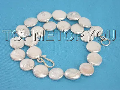

Free Shipping >> new hot Stunning! 16mm white round coin pearls necklace E648