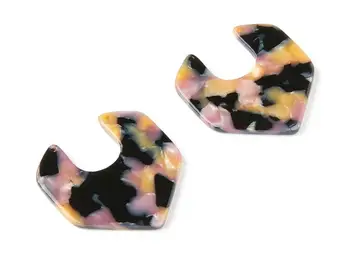 

Acetate Acrylic Earring Charms Two Hole - Geometric Shaped Pendant - Jewelry making - 6pcs/lot - 31.16x30.17x2.6mm - AC1246