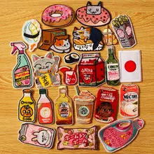 Japonya Anime/nakış yama DIY kanca döngü giyim için işlemeli yamalar karikatür şişe yama demir on yamalar giysi yamalar