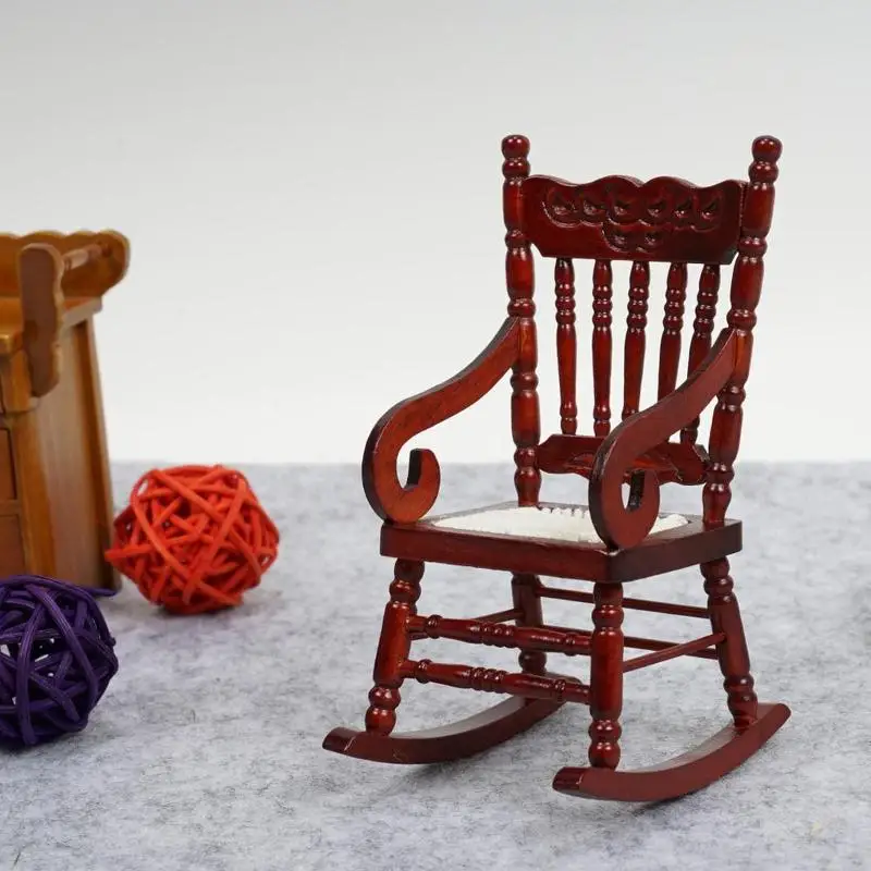 Dongzhur кукольный домик миниатюрные 1:12 аксессуары кофейное кресло-качалка мини мебель модель деревянный кукольный домик Миниатюрные игрушечные кресла