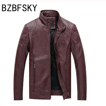 

BZBFSKY new Men's Leather Jackets Spring Autumn Classic Men's PU Jackets Coats Fashion Motorcycle Biker Slim Fit Jacket L-6XL