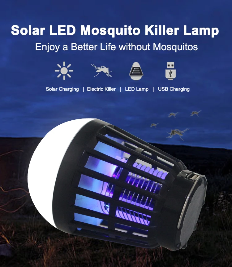 Solar Mosquito Killer Lamp 2200mAh Battery Rechargeable Mosquito Killer Solar Bug Zapper Anti Muggen LED Lure Trap Lamp (1)