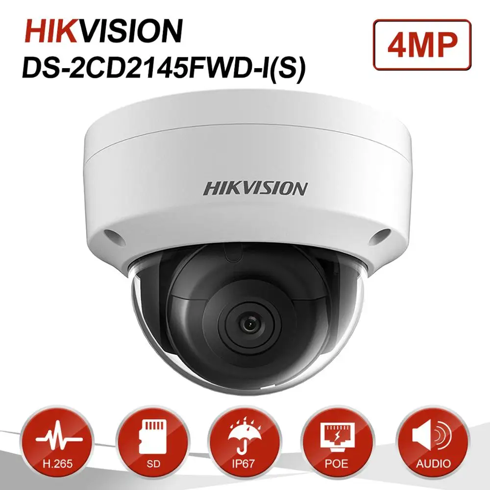 Hikvision 4MP ИК стационарная купольная HD IP Камера PoE Onvif дома/наружного