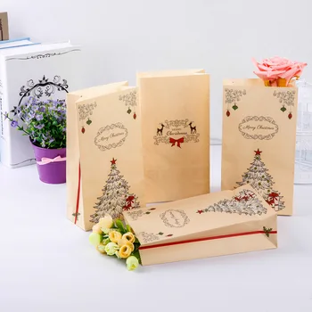 

20pcs Cute Christmas Baking Cake Candy Packaging Bag Christmas Gift Paper Creative Favor Gift Bag