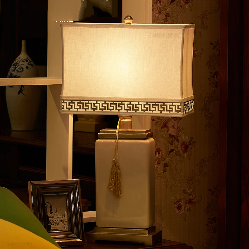 Светодиодная настольная лампа, блестящие квадратные настольные лампы для гостиной, спальни, светильник, Керамическая Настольная лампа, тканевый абажур, Домашний Светильник ing abajour