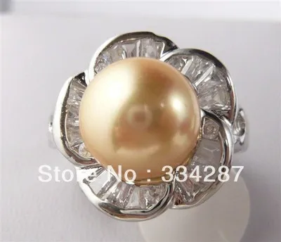 

Fine pink red yellow blue coffee sea shell pearl bead 18KGP ring