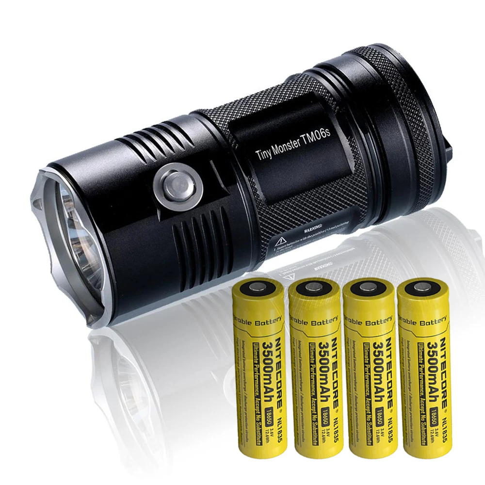 NITECORE TM06S фонарик 4* CREE XM-L2 U3 светодиоды Макс 4000 люмен дальность луча 359 м фонарь с батареями 4*18650 3500 мАч