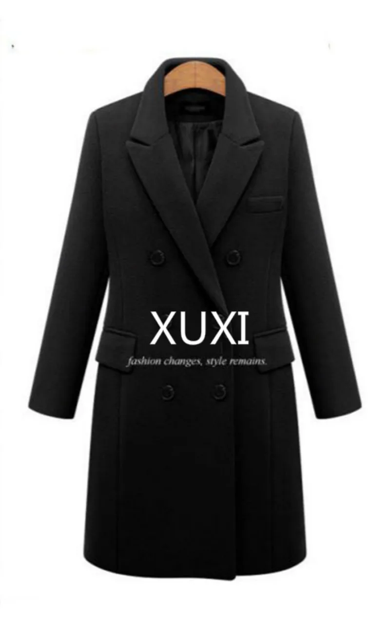XUXI женское осенне зимнее пальто повседневные шерстяные однотонные куртки