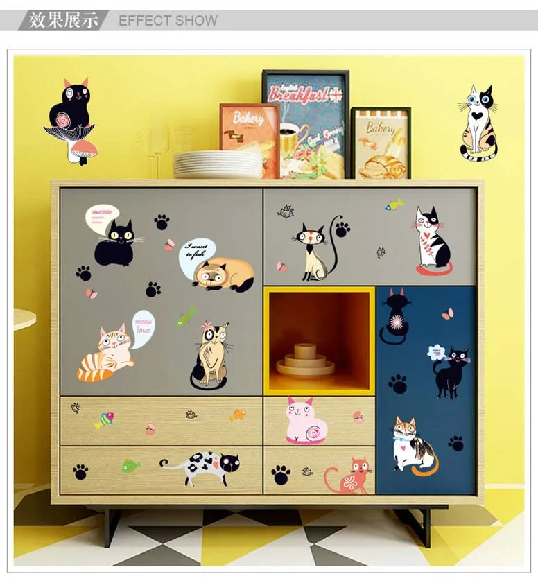&3D Cartoon Cat footprint Vinyl Kitchen Wall Stickers Wallpaper Animal Family Living Room Sofa Wall Decoration Poster Home Decor &3D Cartoon Cat footprint Vinyl Kitchen Wall Stickers Wallpaper Animal Family Living Room Sofa Wall Decoration Poster Home Decor