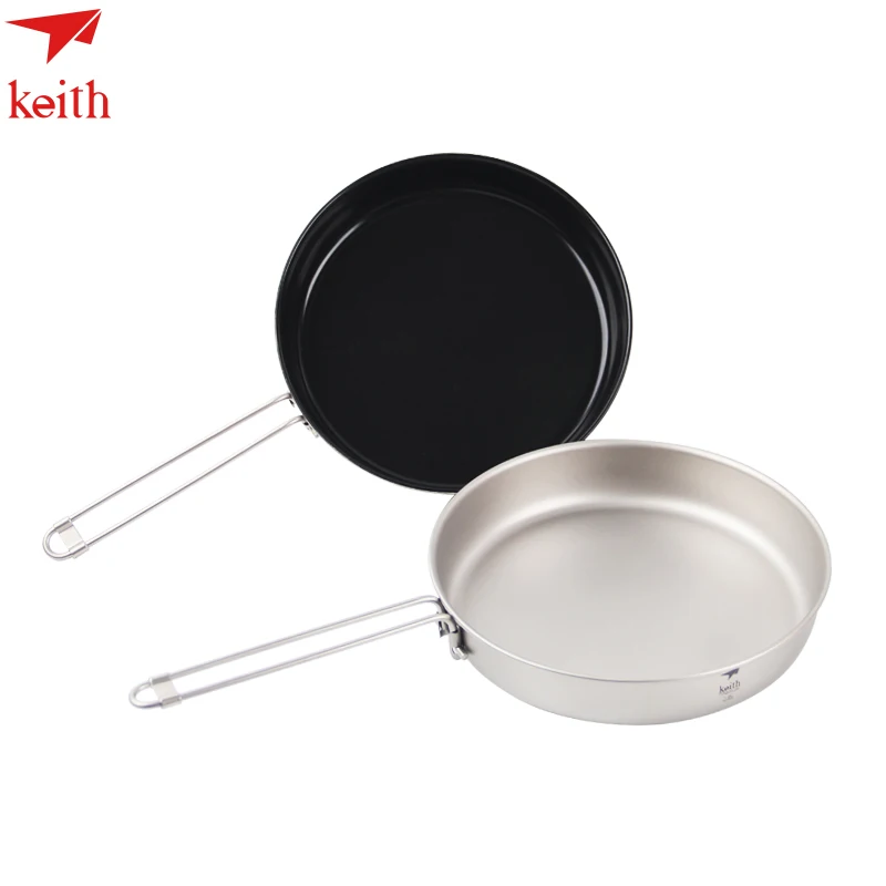 

Keith 1L Titanium Folding Frying Pan Ultralight Cooking Pot Portable Outdoor Camping BBQ Cookware Pot Tableware Cutlery