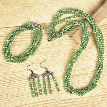 

Small beads added Cyan wrap style chic Synthesis pearl necklace 7.5 mm bracelet and Synthesis pearl curtain earrings
