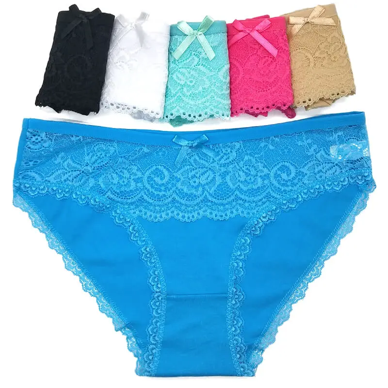 Lot of 600 Laced Cotton Lady Panties Lace Trim Women Short Brief Women