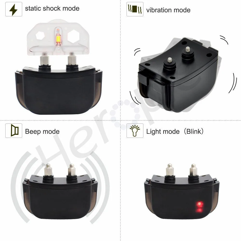 Heropie Водонепроницаемый Дистанционное управление Электрический Ошейник Обучение Тренер с 100 LV вибрации и статический шок Pet школа