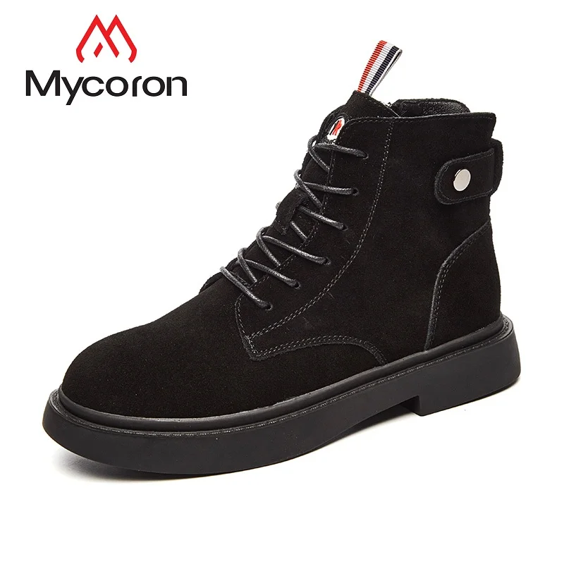 

MYCORON Ladies Luxury Brand Leather New Anti Slip Shoes Casual Booties Winter Comfortable Women Ankle Boots Botas Feminina
