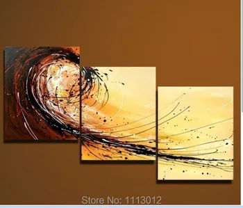 

New Hand Painted Modern Abstract Oil Painting Line Wall Art Canvas Set 3 Panel Home Decoration Art Picture For Living Room Sale