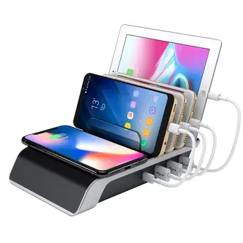 

Charging Station for Multiple Devices Burns Electronics Docking Station with Qi Wireless Charging Pad Smart IC Technology