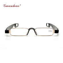 Guanhao печатных сплав складной очки для чтения мужские Для женщин вращаться на 360 Портативный очки с кожаный чехол пресбиопии