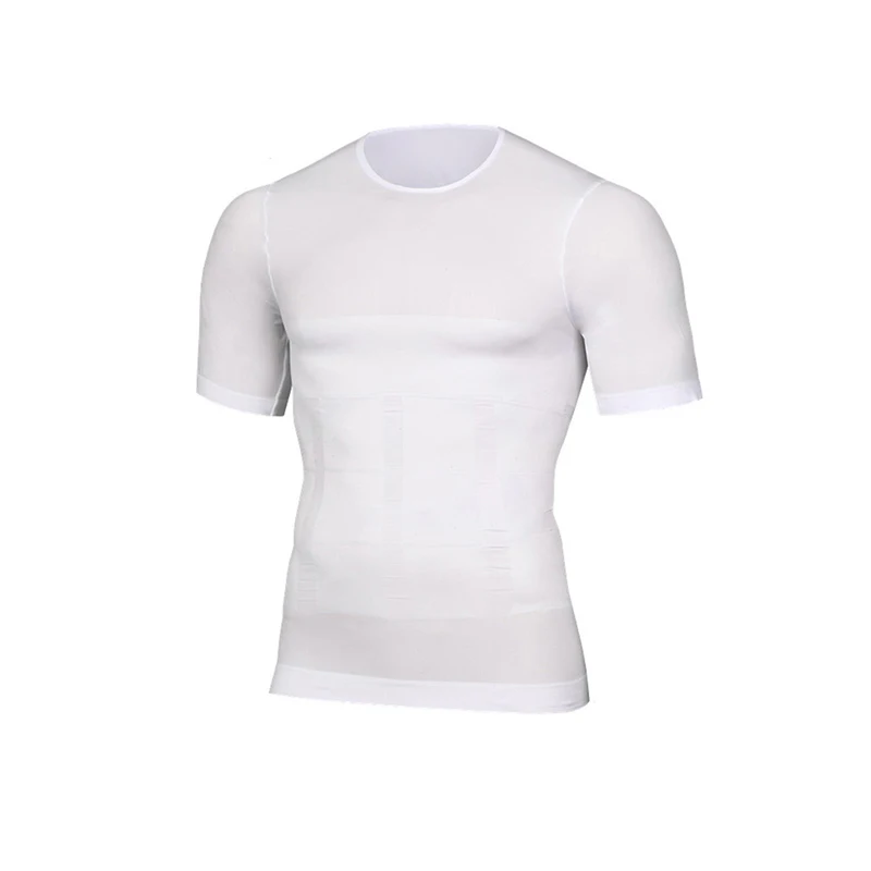 Мужская компрессионная рубашка, майка для похудения, майка для тренировки, жилет Abs Abdo для мужчин, облегающий формирователь тела - Цвет: Белый