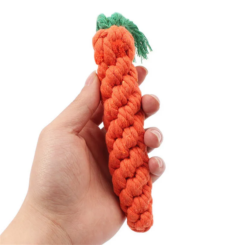 Carrot Pet Dog Toy 22cm Long Braided Cotton Rope Puppy Chew Toys
