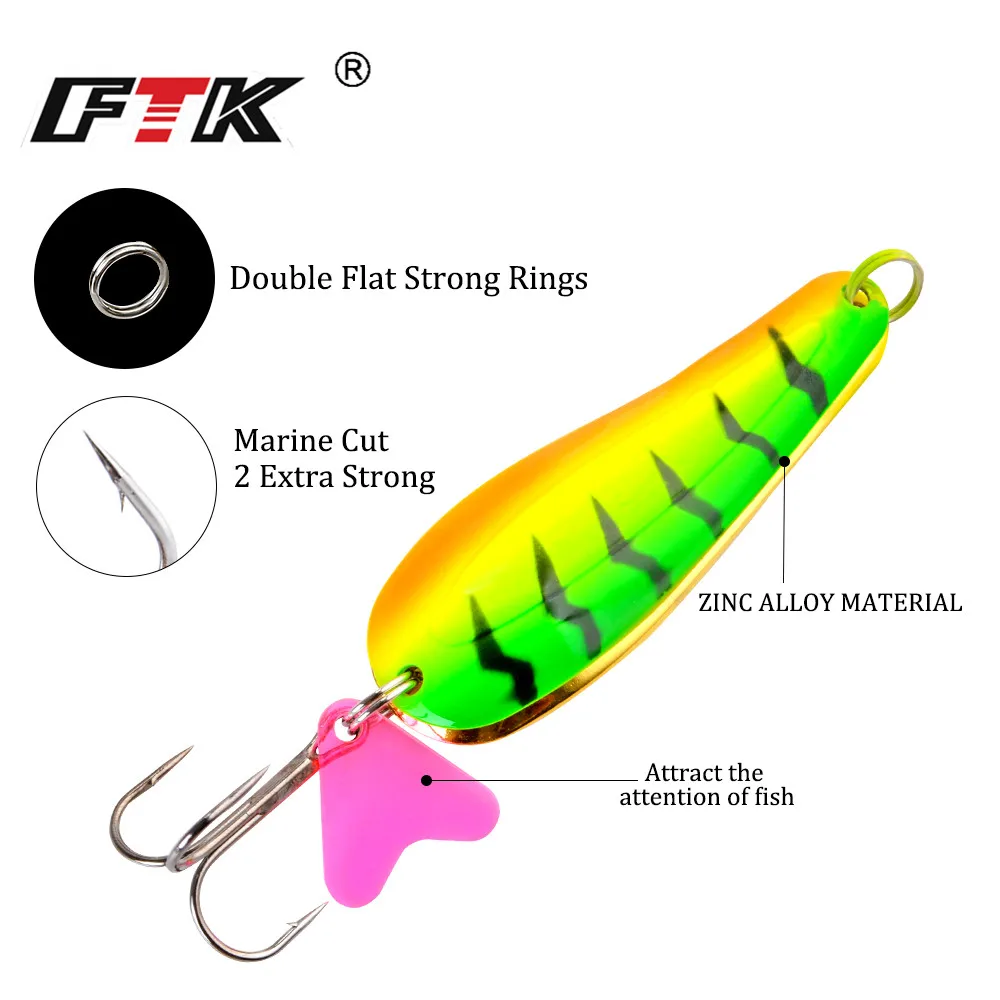 ФТК 1 шт Металл Рыбалка Spinner приманки 24 г/28 г/35g Жесткий прибалты ложка с высоких крюк двойной Блестки блестка воблер Pesca решать