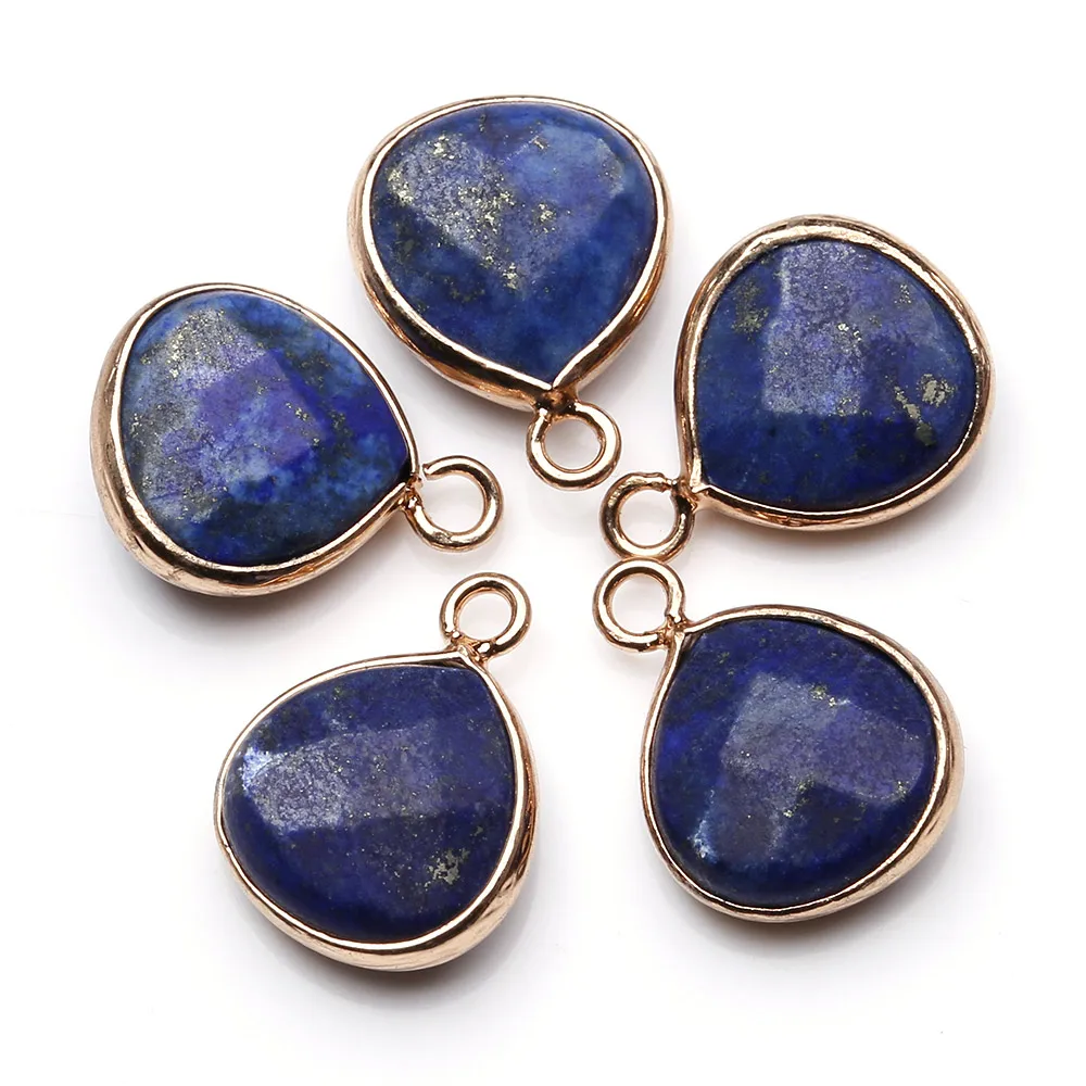 

Natural Crystal Water Drop Wrap Pendants DIY Lapis Lazuli Pendant For Woman Necklaces and Bracelets Jewelry Making Wholesale