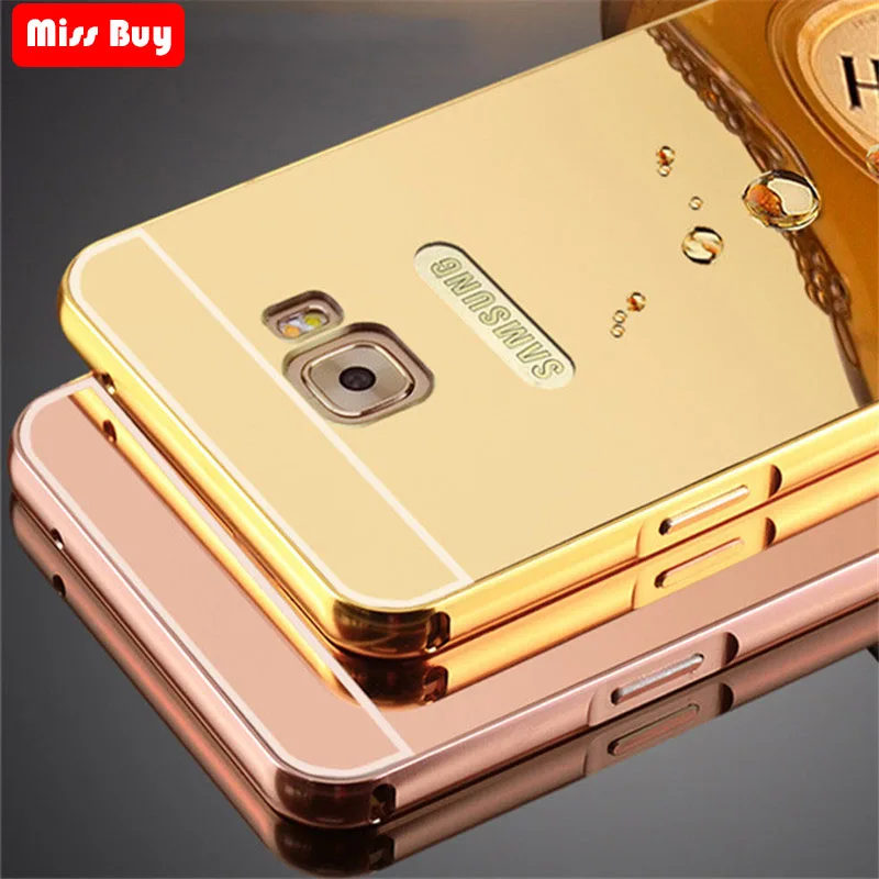 

Luxury Mirror Aluminum Metal Bumper for Samsung galaxy C9 C7 Pro S8 S9 Plus Note 5 J4 J6 A8 A9 J8 2018 A5 A7 2017 A50 Case Cover