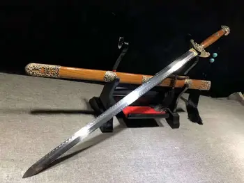 

Handmade High Quality Chinese Kung Fu Sword Sharp 65HRC T10 Clay Tempered Steel Wushu Jian Full Tang Can Be Cut Bamboo