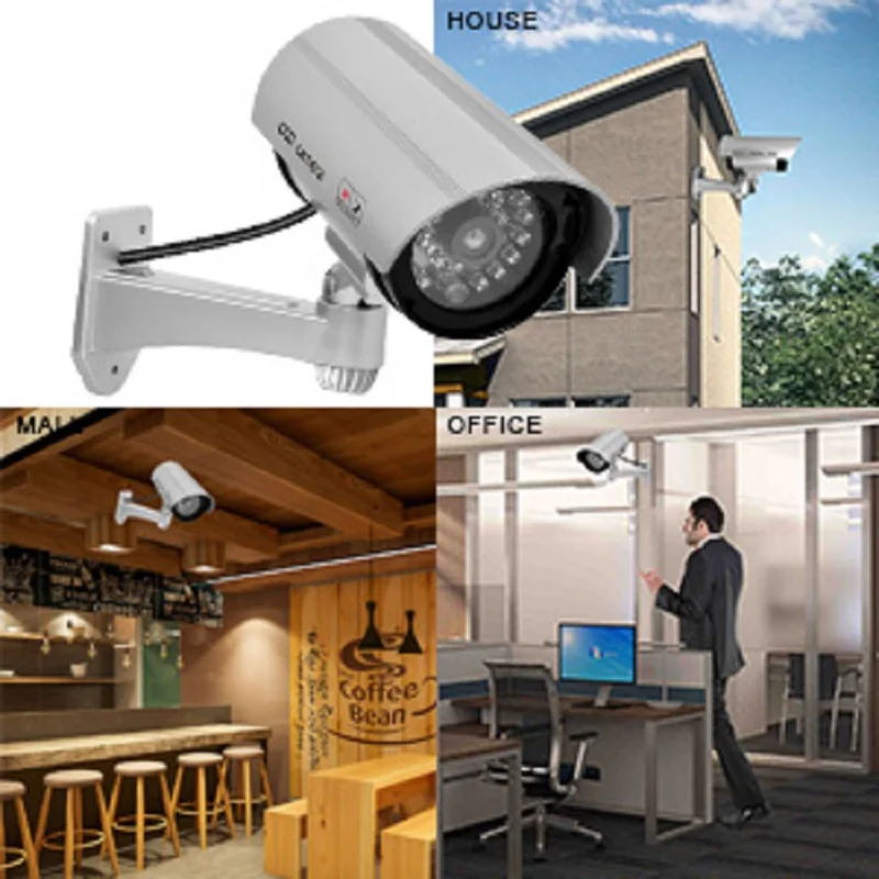 2PCS Dummy Fake Camera CCTV Surveillance Camera Shop Home Security LED Light Simulation Camera Waterproof Outdoor Camera
