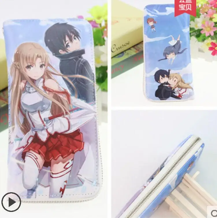 Sword Art Online японский мультфильм аниме кошелек унисекс PU Короткие Длинные стандартные кошельки Yuuki Asuna Kirigaya Kazuto кошелек