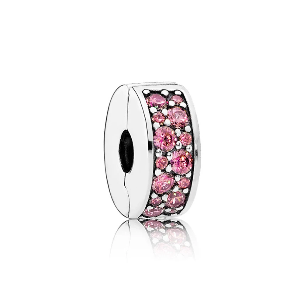 

NEW 100% 925 sterling silver 1:1 Genuine Gem 791817HCZ HONEYSUCKLE PINK SHINING ELEGANCE SPACER CLIP Fit DIY Bracelet Original
