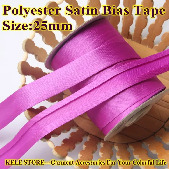 Free Shipping Polyester Satin Bias Tape size 25mm 1" 55yds /bobbin DIY making,handmade ,sewing