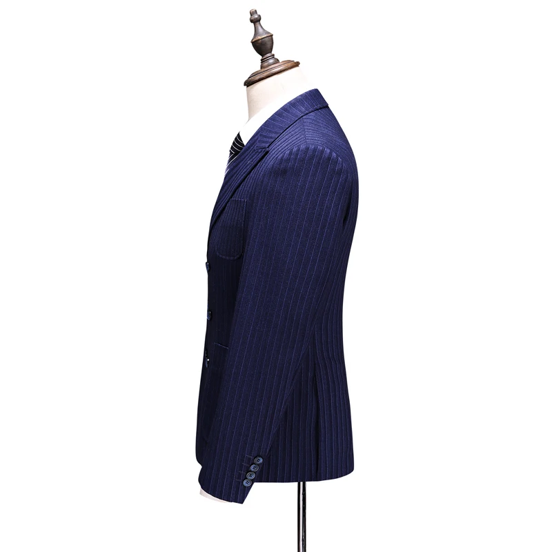 (Blazer+Vest+Pants) Mens Wedding Suit Male Blazers Slim Fit Suits for Men Costume Business Formal Party Classic  Navy / S-5XL