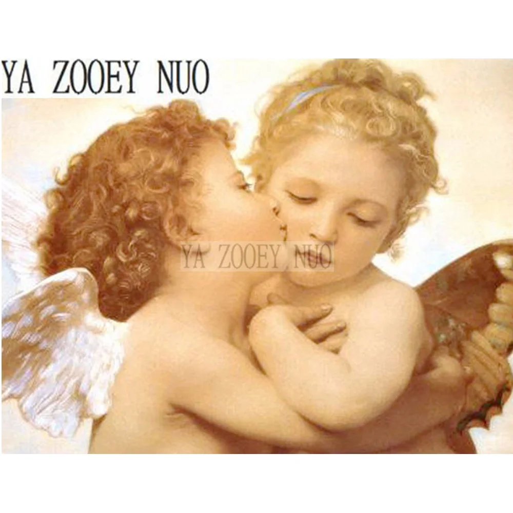 

YA ZOOEY NUO DIY Diamond Painting Cross Stitch Mosaic Drill Embroidery Diamond Needlework Decor Boy Angel Girl Angel Kiss KL526