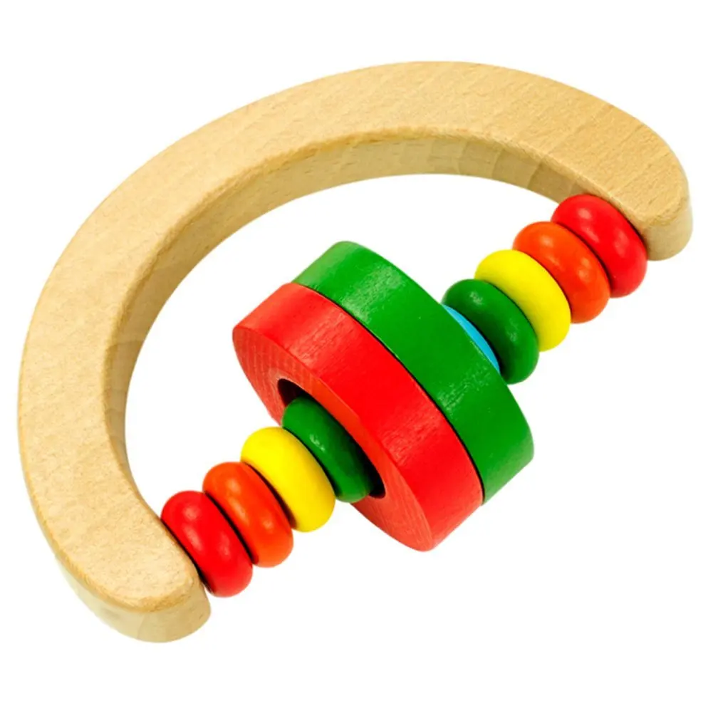 Baby Wooden Bell Rattle Toy Handbell Musical Education Percussion