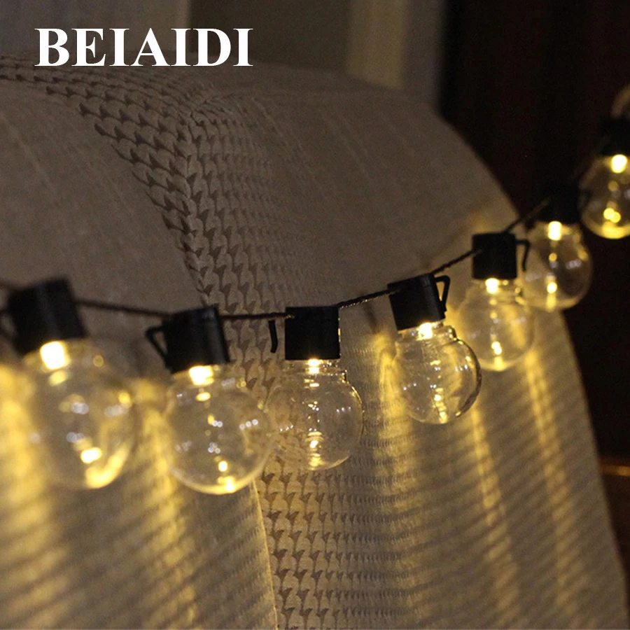 BEIAIDI 5 м 20 светодиодный шар лампы светодиодный фея свет шнура гирлянда открытый шар патио вечерние свадебные фея свет гирлянды
