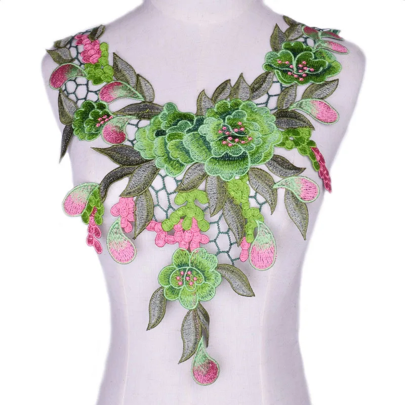 Зеленая кружевная ткань платье Блузка с аппликацией шитье планки «сделай сам» на декольте воротник костюм украшения Аксессуары - Цвет: NL076