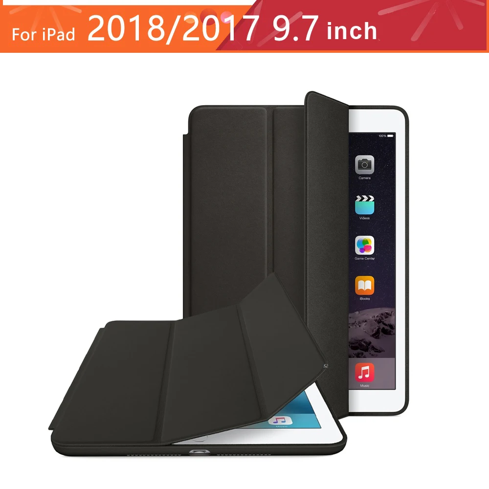 

Case for New iPad 9.7 inch 2017 2018 Release model A1822 A1823 A1893 A1954 Hard PU Leather Smart Cover Auto Wake Sleep w/ LOGO