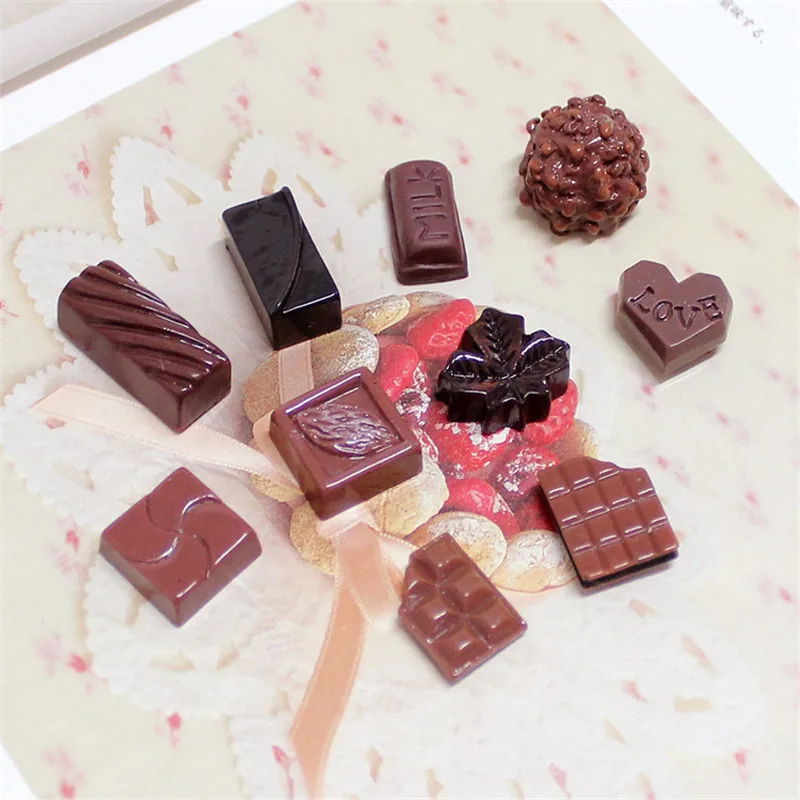 8 Pcs Mini Chocolate for BJD Doll Food Toy Pretend Play Toy Slime Charm